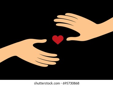 Hands with heart vector. Hand giving heart. Vector illustration