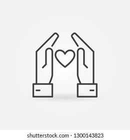 Hands with Heart vector icon or design element in thin line style