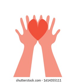 Hands with heart. Vector illustration.
