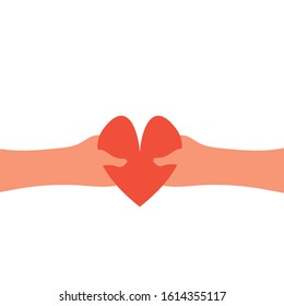 Hands with heart. Vector illustration.
