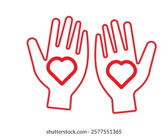 Hands with heart. Vector illustration
