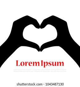 Hands heart vector silhouette illustration isolated on white background