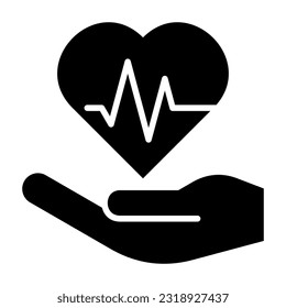 Hands Heartbeat Pulse health black Icon Button Logo Community Design