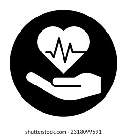 Hands Heartbeat Pulse Icon Logo Community Black Circle White Design