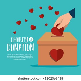 donativos de caridad de manos con corazones