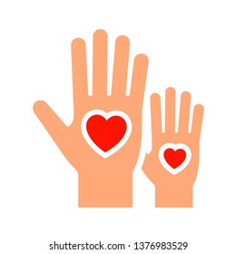 Hands with hearts new icon, two-tone silhouette, isolated on white background, vector illustration for your design.
