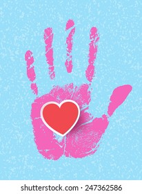 Hands with hearts. Vector illustration. 