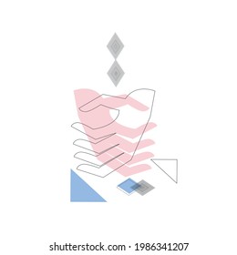 Hands held together - dating app, charity, teamwork, interaction, sensitive. concept vector of support, care, love, friendship, empathy, sympathy, kindness, being connected