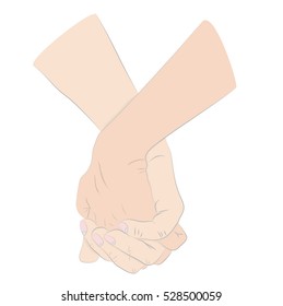 hands held together in love. the concept of a romantic relationship. St. Valentine's Day. vector illustration.