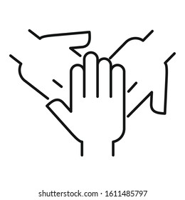 Hands help cooperation icon. Outline hands help cooperation vector icon for web design isolated on white background