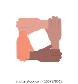 hands and help icon design, Call center technical service collaborative cooperation and support theme Vector illustration