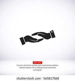 in the hands of the Help icon, vector . 10 EPS