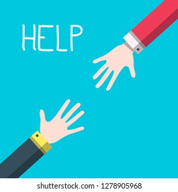 Hands with Help Title - Vector Helping Hands Concept