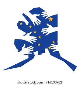 Hands Helping Alaska Vector Illustration
