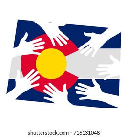 Hands Helping Colorado Vector Illustration