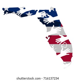 Hands Helping Florida Vector Illustration