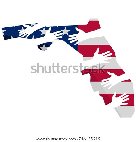 Hands Helping Florida Vector Illustration