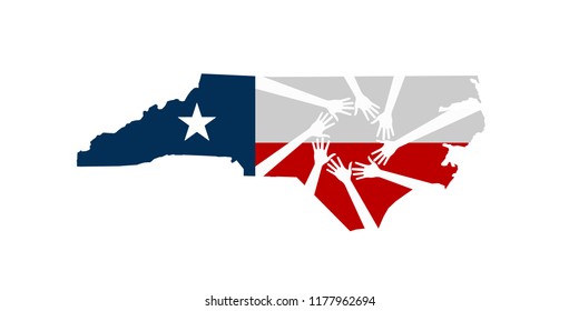 Hands Helping North Carolina Vector Illustration