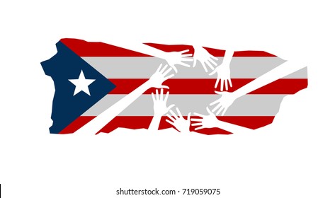 Hands Helping Puerto Rico Vector Illustration