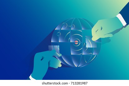Hands helping for successful business. Moving to the world class. Vector illustration for business or startup concept.