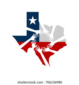 Hands Helping Texas Vector Illustration