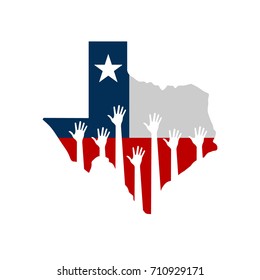 Hands Helping Texas Vector Illustration