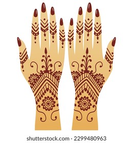 Hands Henna Mehendi Patterns Illustration Traditional Art Vector