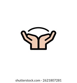 Hands hold above in simple background illustration