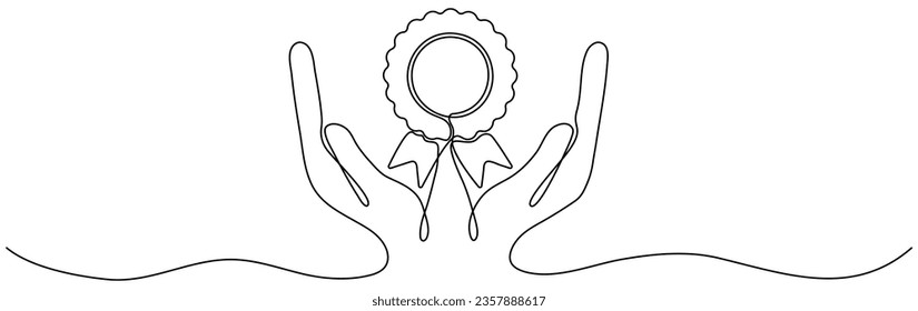 Hands halten Auszeichnung kontinuierlich eine Linie gezeichnet. Vektorgrafik einzeln auf Weiß.