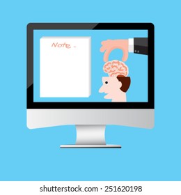 Hands hold brain symbol,vector