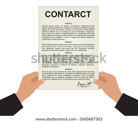 Hands hold contract. vector illustration