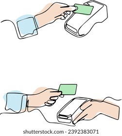 
Hands hold credit card and pay