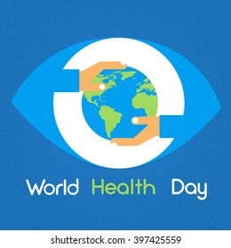 Hands Hold Globe Earth Planet World Health Day Flat Vector Illustration
