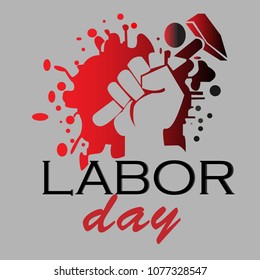 Hands hold a hammer in the labor day vector