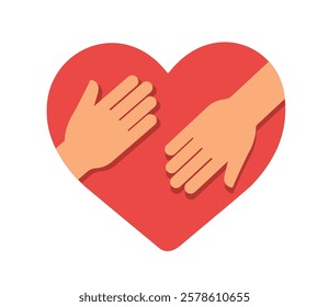 hands hold heart icon vector illustration