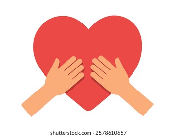 hands hold heart icon vector illustration