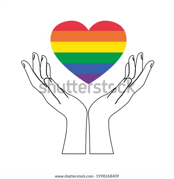 Hands Hold Heart Sign Lgbt Rainbow Stock Vector Royalty Free 1998268409 Shutterstock