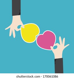 Hands hold hearts icon,love together concept