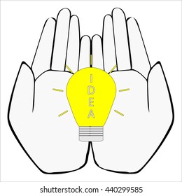 Hands hold IDEA  Light Bulb   - vector illustrator eps 10