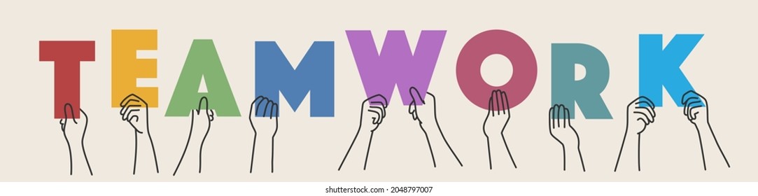 Hands Hold Letters Word Teamwork Vector Stock Vector (Royalty Free ...