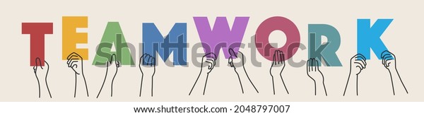 Hands Hold Letters Word Teamwork Vector Stock Vector (Royalty Free ...