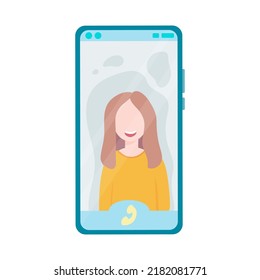 Hands hold a phone. Concepts of internet network communications. People chatting and chatting together on social networks. Woman holding a phone or tablet in her hand. Vector illustration.