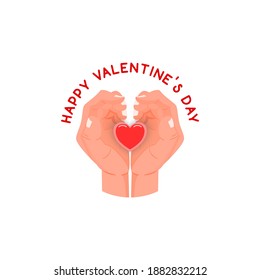 Manos sostienen una almohada en forma de corazón, saludos de San Valentín