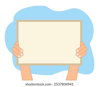 hands hold placards or hand hold blank board for announcement or information board