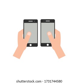 hands hold smart phone vector