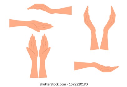 Hands hold, support, carry, vector illustration, eps 10. Concept: people protecting all the most valuable, nature, health, love. Carry in your hands something important, valuable, protect, protect.