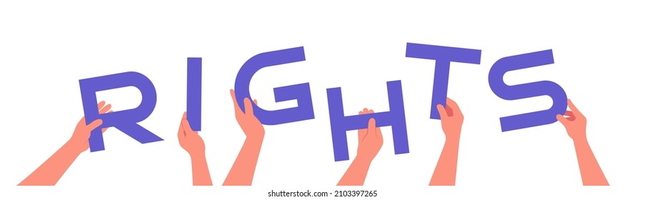 Hands hold words rights vector illustration