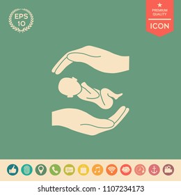 Hands holding baby