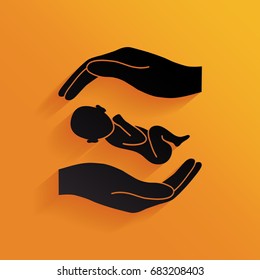 Hands holding baby