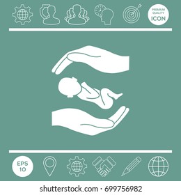 Hands holding baby